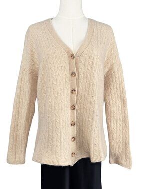 Reformation Giusta Oversized Cashmere Cardigan Beige SHRUNKEN